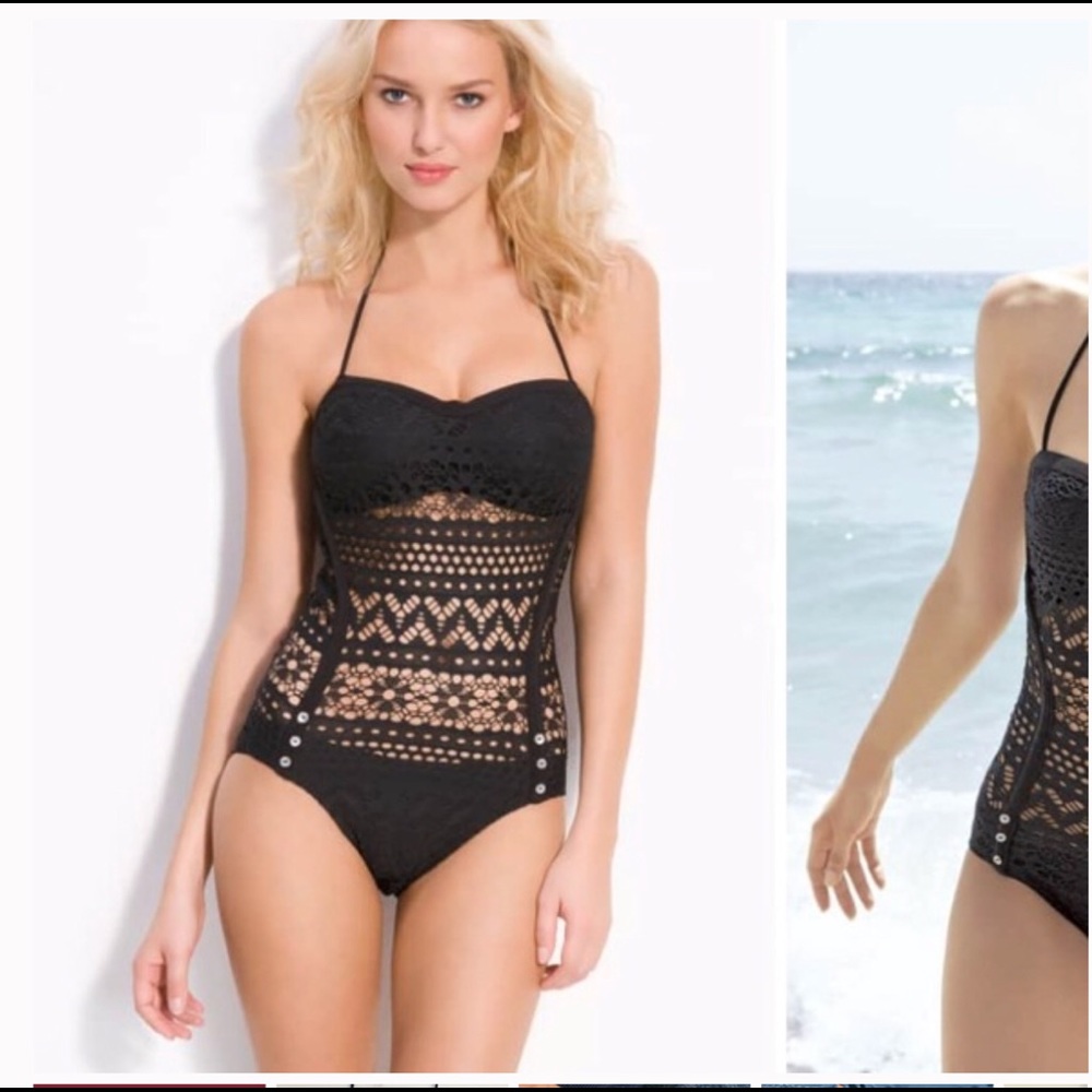 NEW $148 Robin Piccone Penelope' Crochet Swimsuit